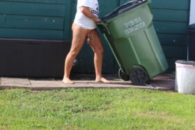 Stretching on trash day